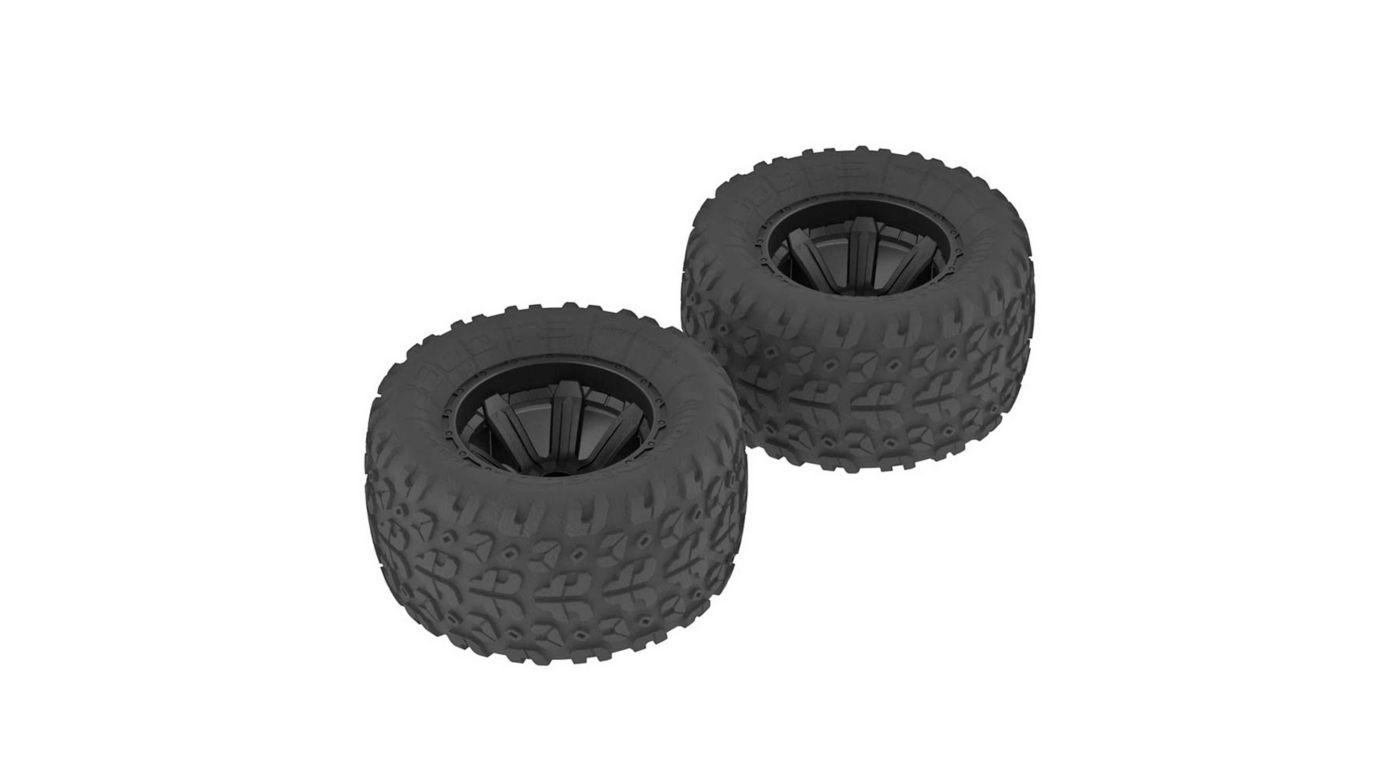 Copperhead MT Tire/Wheel Glued Black (2) 12mm Hex Granite Voltage