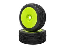 Havana 1/8 Buggy Tires Pre-Glued on Yellow Rims (Orange / Rain)