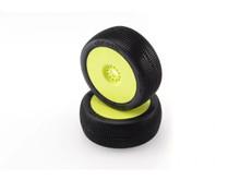 Amazzonia 1/8 Buggy Tires Pre-Glued on Yellow Rims (Orange / Rain)