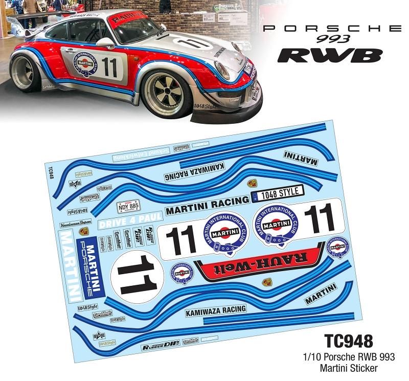 1/10 PORSCHE RWB 993 MARTINI STICKER (A4)