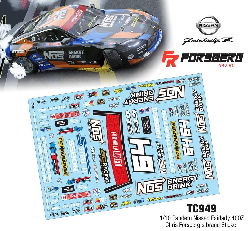 1/10 PANDEM NISSAN FAIRLADY 400Z CHRIS FORSBERG'S BRAND STICKER (A4)