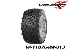 Bull Dog Evo 1/8 Monster Truck Tires (Set of 4 - PreGlued on White Rims)