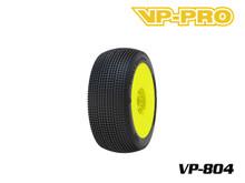 804 Turbo Trax Evo V2 1/8 Offroad Buggy Tires Pre-Glued on Yellow Rims - M4 Super Soft Compound (2 Pcs)
