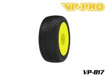 817 Hyperdrive Evo 1/8 Offroad Buggy Tires Pre-Glued on Yellow Rims - M4 Super Soft Compound (2 Pcs)